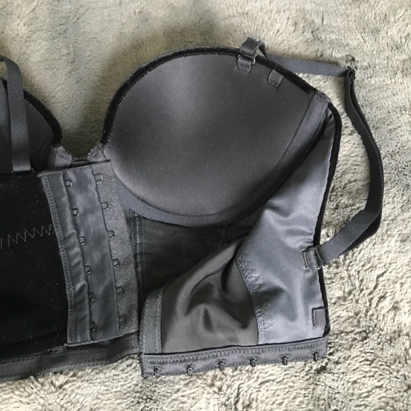 La SENZA Black Velvet Bustier Crop top Bra 32C/34B - Picture 5 of 8